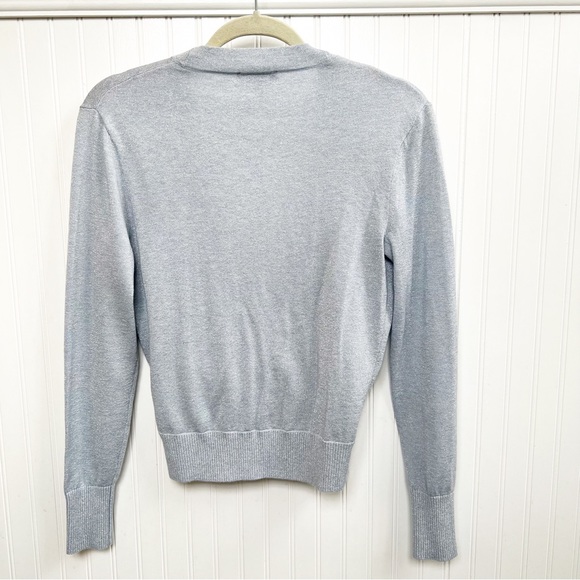 J. Crew J4235 Shimmering Light Blue Lurex Wrap Wool Blend Sweater Size XS - Picture 3 of 7